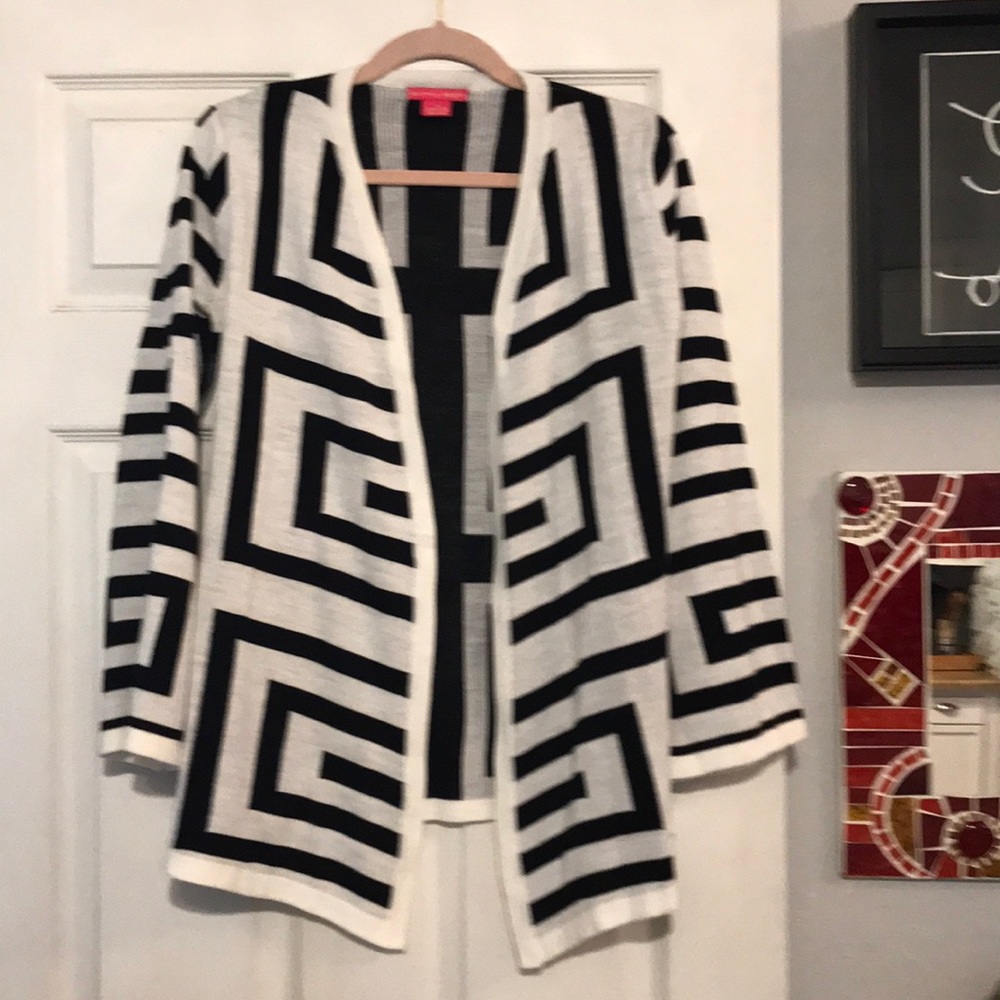 Sunny Leigh designer, black and cream sweater
